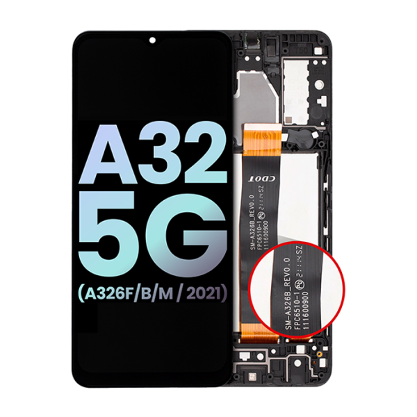 Pantalla LCD para Samsung Galaxy A32 5G con marco (A326 /B/M 2021) (Service Pack) (Negro)