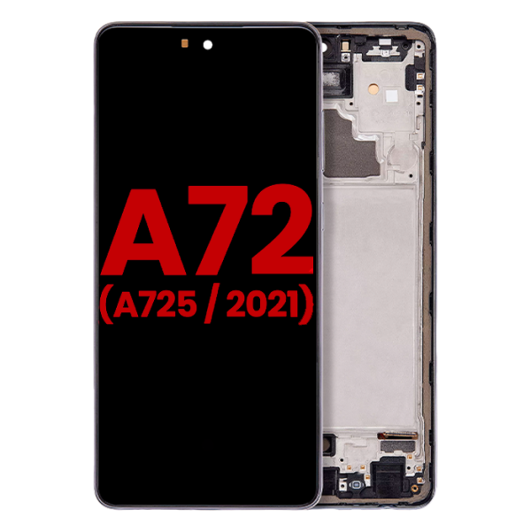 Pantalla OLED para Samsung A72 con marco (A725/2021) (6.36) (Aftermarket Plus) (Negro)