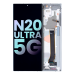 Pantalla OLED para Samsung Galaxy Note 20 Ultra 5G con marco (Blanco) (Service Pack) (Incluye Bateria)