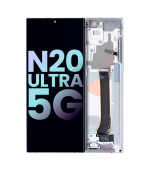 Pantalla OLED para Samsung Galaxy Note 20 Ultra 5G con marco (Blanco) (Service Pack) (Incluye Bateria)