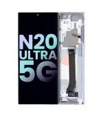 Pantalla OLED para Samsung Galaxy Note 20 Ultra 5G con marco (Blanco) (Service Pack) (Incluye Bateria)