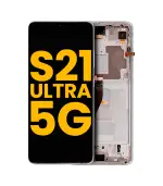 Pantalla OLED para Samsung Galaxy S21 Ultra 5G con marco (Blanco) (Original)
