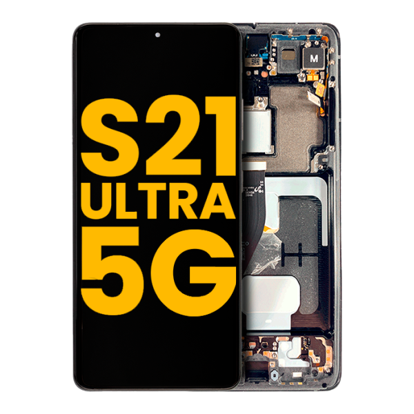 Pantalla OLED para Samsung Galaxy S21 Ultra 5G con marco (Negro) (Original)
