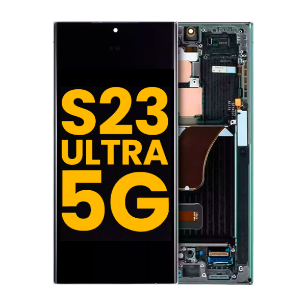 Pantalla OLED para Samsung Galaxy S23 Ultra con marco (Negro) (Premium)