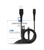 Cable USB (tipo A) a lightning de dos metros (AmpSentrix) (Infinity) (Negro)