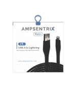 Cable USB (tipo A) a lightning de un metro (AmpSentrix) (Matrix) (Negro) - Imagen 3