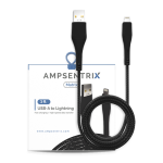 Cable USB (tipo A) a lightning de un metro (AmpSentrix) (Matrix) (Negro)