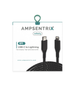 Cable USB (tipo C) a Lightning de dos metros (AmpSentrix) (Infinity) (Negro) - Imagen 3