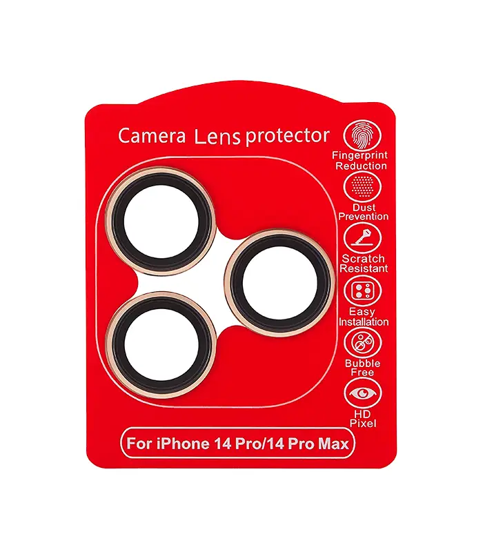 Protector de Lente de Cámara para iPhone 14 Pro _ 14 Pro Max (Dorado) (Claro)(2) (Dorado)-(Clear) iPhone 14 Pro / 14 Pro Max-Protector de Lente de Cámara - Imagen 1
