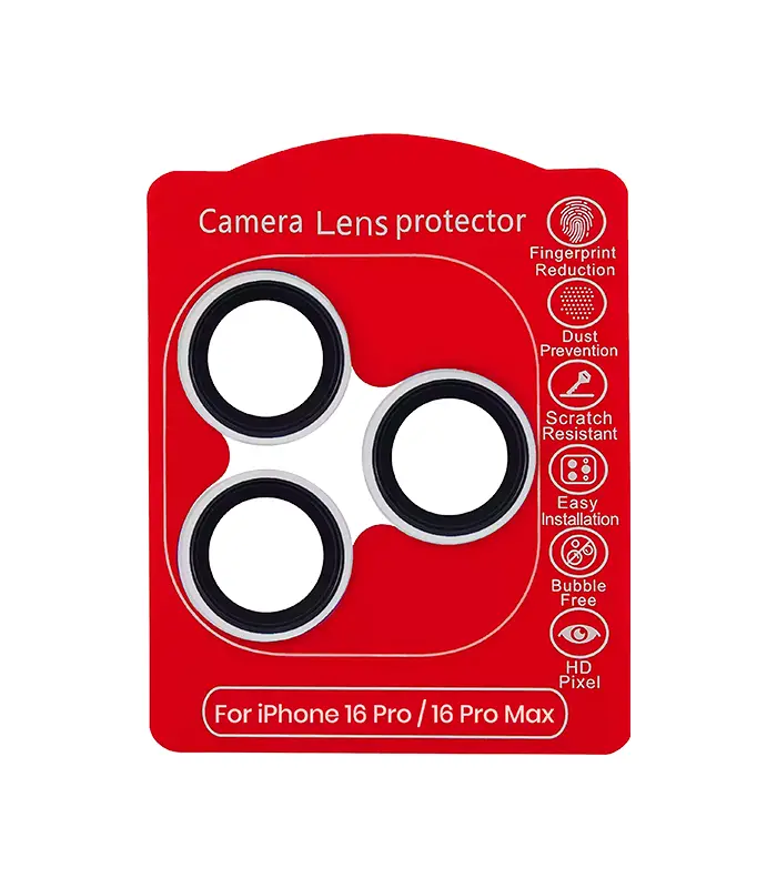 Protector de Lente de Cámara para iPhone 16 Pro _ 16 Pro Max (Titanio Blanco) (Claro)(4) (Titanio Blanco)-(Clear) iPhone 16 Pro / 16 Pro Max-Protector de Lente de Cámara - Imagen 1
