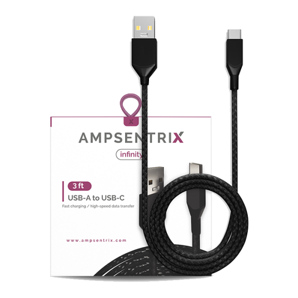 Cable USB (tipo A) a USB tipo C de un metros (AmpSentrix) (Infinity) (Negro)