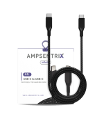Cable USB (tipo C) a USB Tipo C de dos metros (AmpSentrix) (Infinity) (Negro)