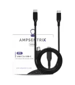 Cable USB (tipo C) a USB Tipo C de dos metros (AmpSentrix) (Infinity) (Negro)