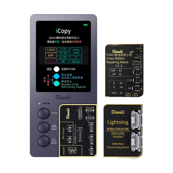 Programadora ICopy Plus 2.2+ True Tone / Datos De La Batería / Vibrador / Programador EEPROM / Probador De MFI (True Tone Hasta 11 Pro Max Y Batería Hasta 13 Pro Max) (Qianli)