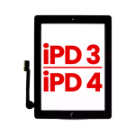 Mica Tactil (con Boton) para iPad 3 / iPad 4  (Aftermarket: AM Plus) (Negro)