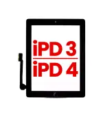 Mica Tactil (con Boton) para iPad 3 / iPad 4  (Aftermarket: AM Plus) (Negro)