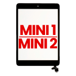 Mica Tactil (con Chip IC y Boton) para iPad Mini 1 / iPad Mini 2 (Aftermarket: AM Plus) (Negro)