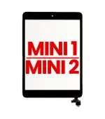 Mica Tactil (con Chip IC y Boton) para iPad Mini 1 / iPad Mini 2 (Aftermarket: AM Plus) (Negro)