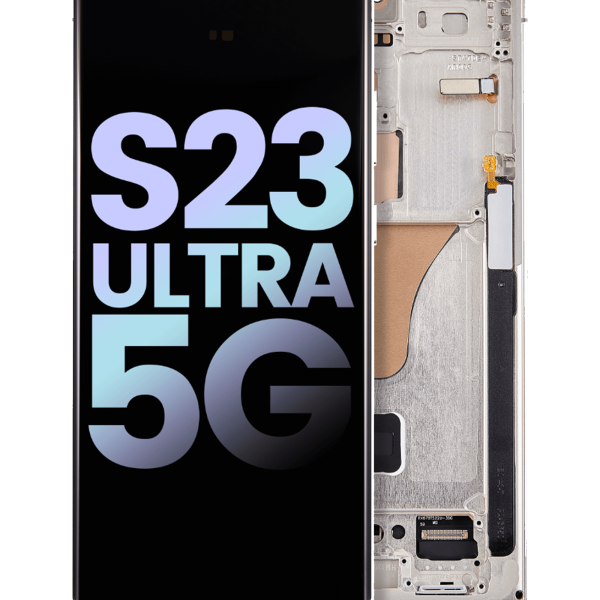 Pantalla OLED para Samsung Galaxy S23 Ultra 5G con marco (crema) (Original)