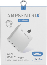 Adaptador de 100 W de 4 enchufes (USB tipo C y USB tipo A) (AmpSentrix) - Imagen 2