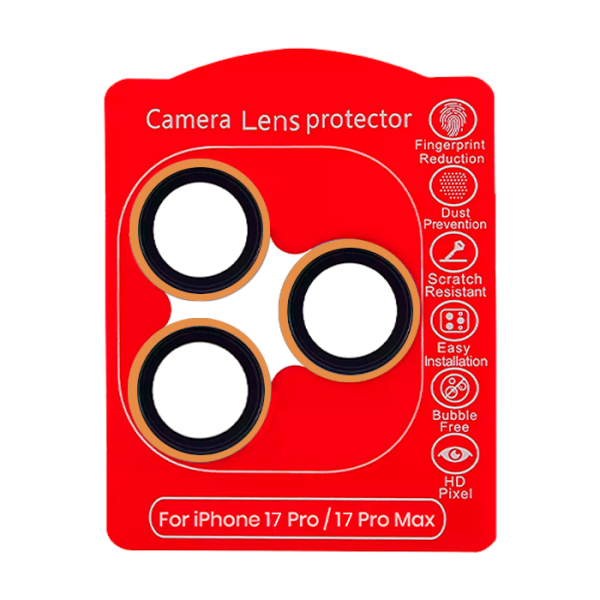 (Naranja)-(Clear) iPhone 17 Pro / 17 Pro Max-Protector de Lente de Cámara