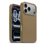 iPhone 17 Pro Max - Funda de cuero con cargador inalámbrico - MARRÓN CLARO