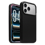iPhone 17 Pro Max - Funda de cuero con cargador inalámbrico - NEGRA