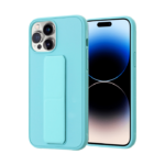 iPhone 14 Pro Max – Funda con correa de mano y soporte magnético vertical (VERDE AZULADO)