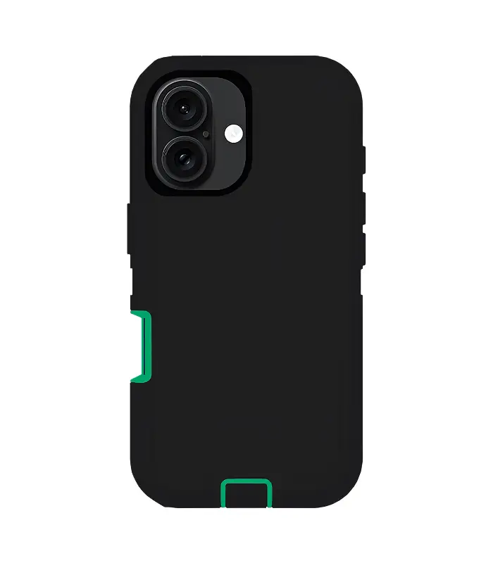 16-DEF-BLKG iPhone 16 – Funda resistente (NEGRO Y VERDE) - Imagen 1