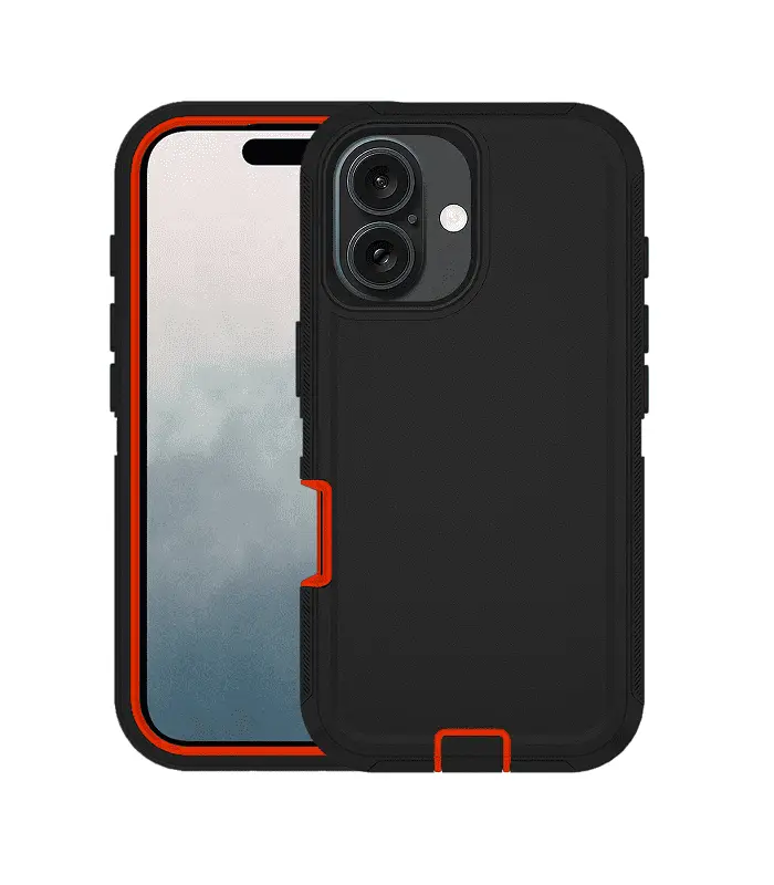 16-DEF-BR iPhone 16 – Funda 360 Negro y Rojo - Imagen 1