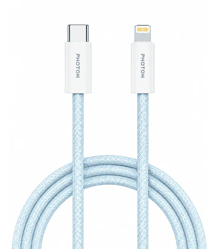 302103008010501 GRADO A/SIN EMPAQUE Cable USB-C a Lightning Color Azul Claro (Photon) - Imagen 1