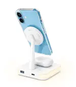 GRADO A/Sin Empaque Cargador Inalambrico 25W 2 en 1 Color Blanco