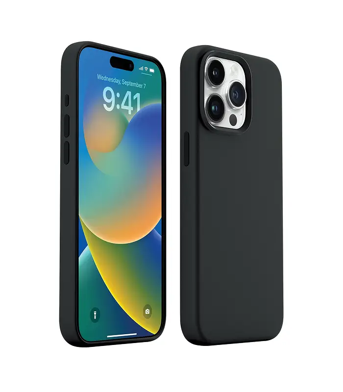810138340523_1 1 Funda de silicona compatible con xBase MagSafe para iPhone 15 Pro Max (NEGRO) - Imagen 1