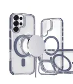 Funda para samsung S26 Ultra transparente soporte de cámara - AZUL