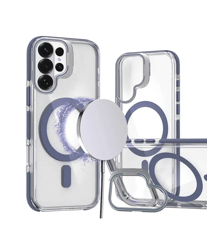 S26U-WKMR-BLU Funda para samsung S26 Ultra transparente soporte de cámara - AZUL - Imagen 1