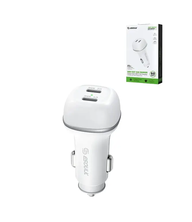 ACE-EK2004-TC-60W-WH Adaptador doble puerto USB-C PARA CARRO - Imagen 1