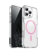Funda 12/12 Pro Transparente con MagSafe rosado