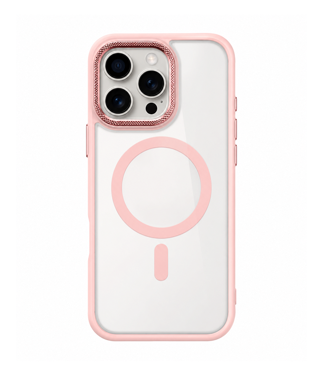 CS-I16PM-MTFC-PN-1 Funda 16 pro Max matte con magsafe y borde rosado - Imagen 1
