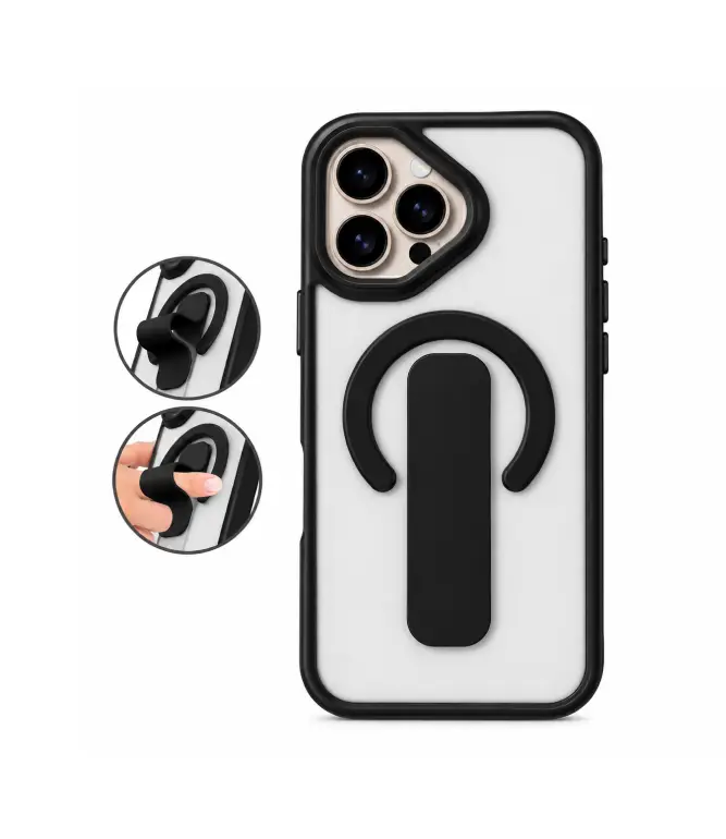 CS-I16PM-SMH-BK Funda 16 pro Max matte con soporte y magsafe negro - Imagen 1