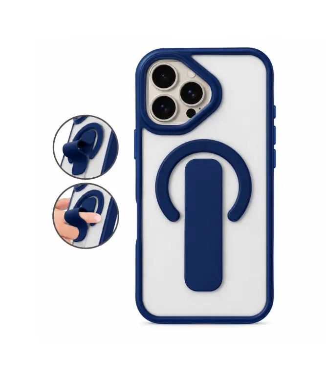 CS-I16PM-SMH-DB Funda 16 pro Max matte con soporte y magsafe azul oscuro - Imagen 1