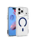 Funda 17 pro Max Transparente con magsafe Azul Oscuro