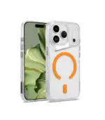 Funda 17 pro Max transparente con magsafe naranja