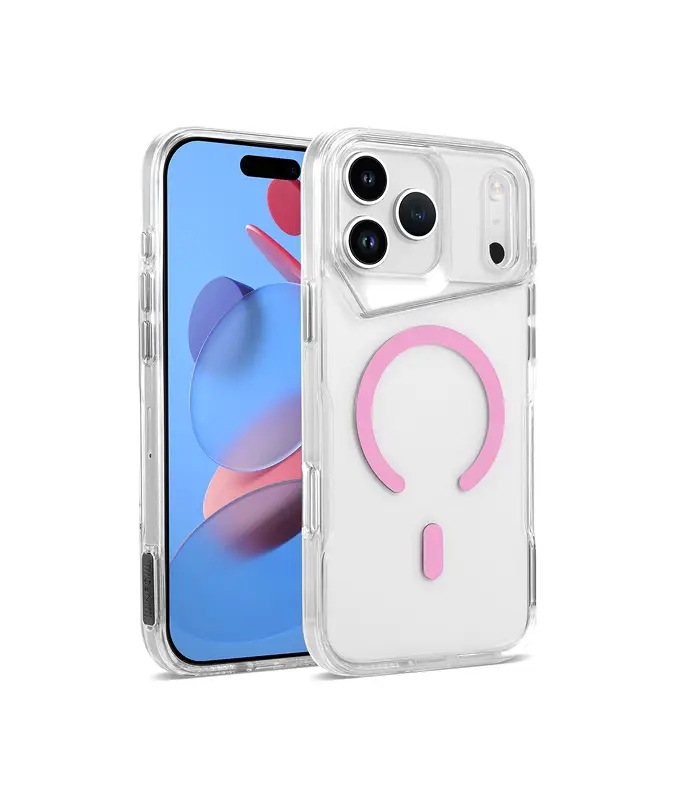 CS-I17PM-CMCC-PN Funda 17 pro Max transparente con magsafe rosado - Imagen 1