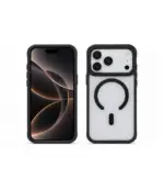 Funda 17 pro Max/18 Pro Max transparente con soporte y magsafe negro - Imagen 2