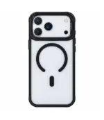 Funda 17 pro Max/18 Pro Max transparente con soporte y magsafe negro