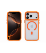 Funda 17 pro Max/18 Pro Max transparente con soporte y magsafe naranja - Imagen 2
