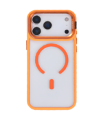Funda 17 pro Max/18 Pro Max transparente con soporte y magsafe naranja