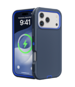 Funda 17 pro Max azul oscuro con borde azul (DUALPRO) - Imagen 2