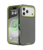 Funda 17 pro Max/18 Pro Max gris oscuro con borde verde (DUALPRO) - Imagen 2