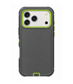 Funda 17 pro Max/18 Pro Max gris oscuro con borde verde (DUALPRO)